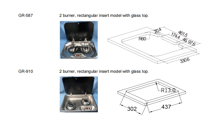 Kitchen Gas Stove Hob Glass Lid Portable 1/2/3 Burners LPG Gas Stove Countertop Gas Hob Fuel Cooktops Gas Cooker for Boat RV Camper Caravan Outdoor Apartments