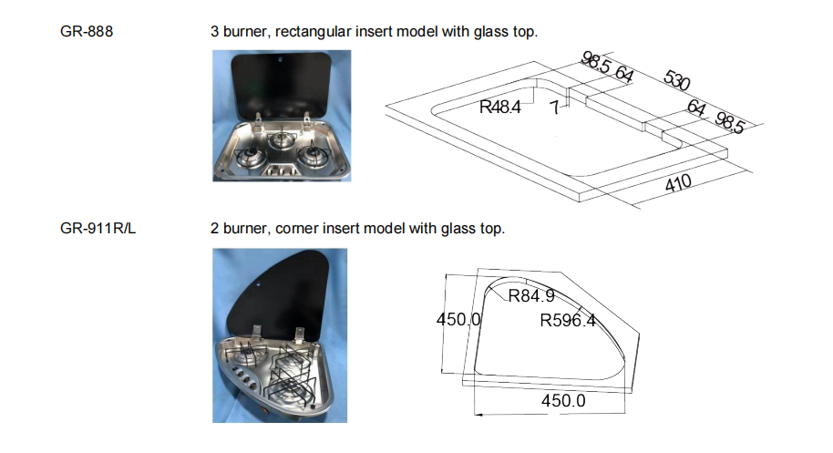Kitchen Gas Stove Hob Glass Lid Portable 1/2/3 Burners LPG Gas Stove Countertop Gas Hob Fuel Cooktops Gas Cooker for Boat RV Camper Caravan Outdoor Apartments