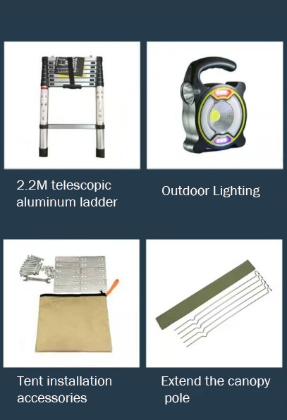 DH-10 Model Rooftop Tent Hard Shell 2-3 Person Waterproof for Jeep SUV Truck w/ Ladder