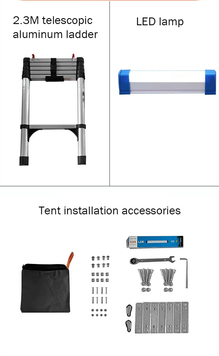 DH-7 Model 2.1m Aluminum Rooftop Tent With Hard Black Shell 2-3 Person Waterproof for Jeep SUV Truck