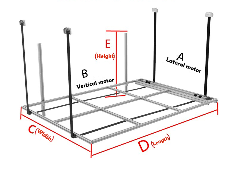 JP Heater Lifting Bed Adjustable Ceiling Bed Electric 220V 12V 24V for Camper Van RV Horizontal or Vertical Motor Lift bed