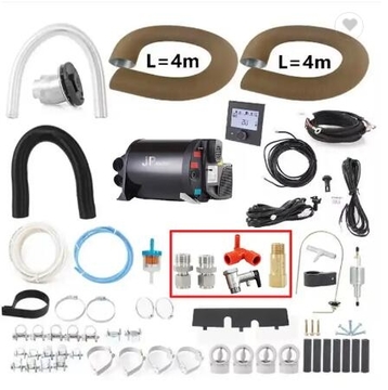 Including Valves Kit 110V JP 4KW Diesel +2kw Electric Hot Air Space & Hot Water Combi Heater Kit 5000M Working Altitude Bluetooth App Controller