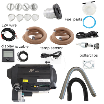Without Valves Kit JP 4KW Diesel + 2KW Electric Space Air Heater and 10L Water Tank Combi Heater Bluetooth App Controller 5000M Working Altitude Silent Version