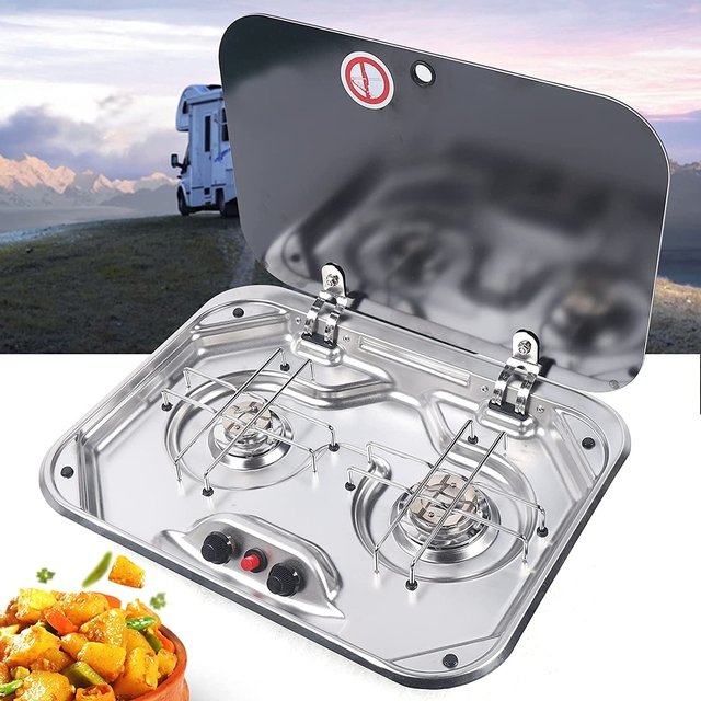 Kitchen Gas Stove Hob Glass Lid Portable 1/2/3 Burners LPG Gas Stove Countertop Gas Hob Fuel Cooktops Gas Cooker for Boat RV Camper Caravan Outdoor Apartments